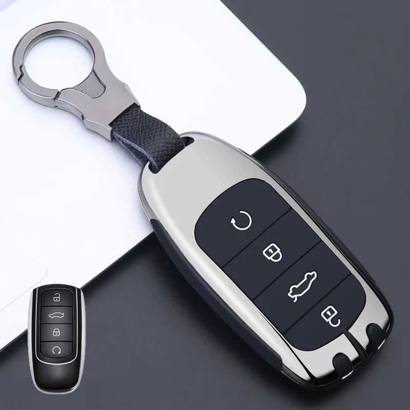 

1x Zinc Alloy 4 Button Smart Car Key Case Cover For Chery Tiggo 8 Pro Tiggo 8plus New 5 plus 7pro Shell Bag Keychain Protector