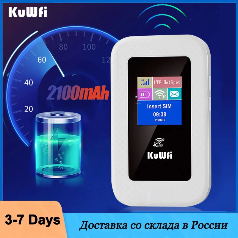 Kuwfi Desbloquear 4g Lte Router 150mbps sem Fio Wifi Portátil Mini Hotspot ao ar Livre Bolso com Cartão Sim Usb Carga 2100mah Bateria