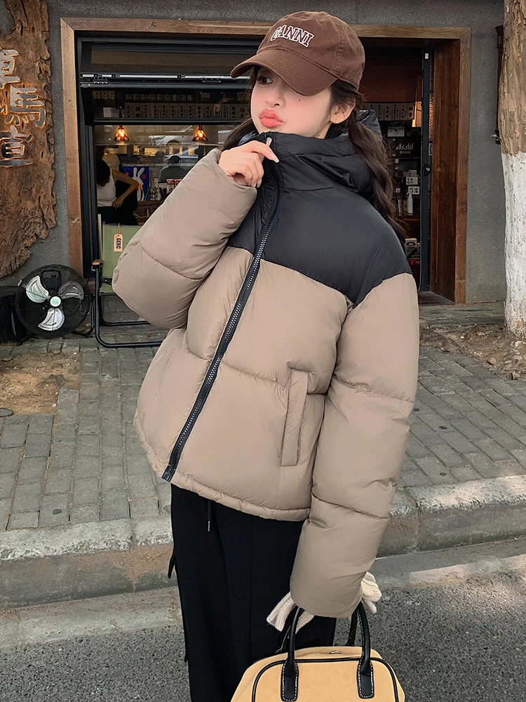 New Autumn Winter Women Hooded Parkas Jackets Casual Patchwork Zipper Outwear Coats Female Winter Jackets parkas Coats