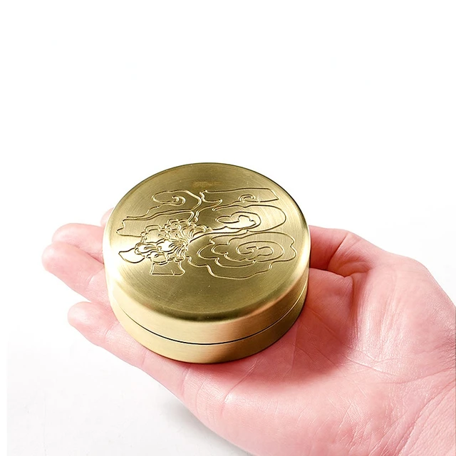 Sárgaréz Kültéri Lezárt Vízálló Doboz Kerek Fedéllel Porporral, Nedvességálló Tabletta Fém Ékszerek Ezüstérme Tea Tárolódoboz - Image 2