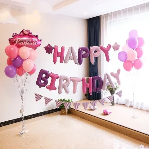 

13pcs Happy Birthday Letter Balloons 16inch Foil Ballons Birthday Party Decorations Rose Gold Silver Black Globos Gifts Supplies