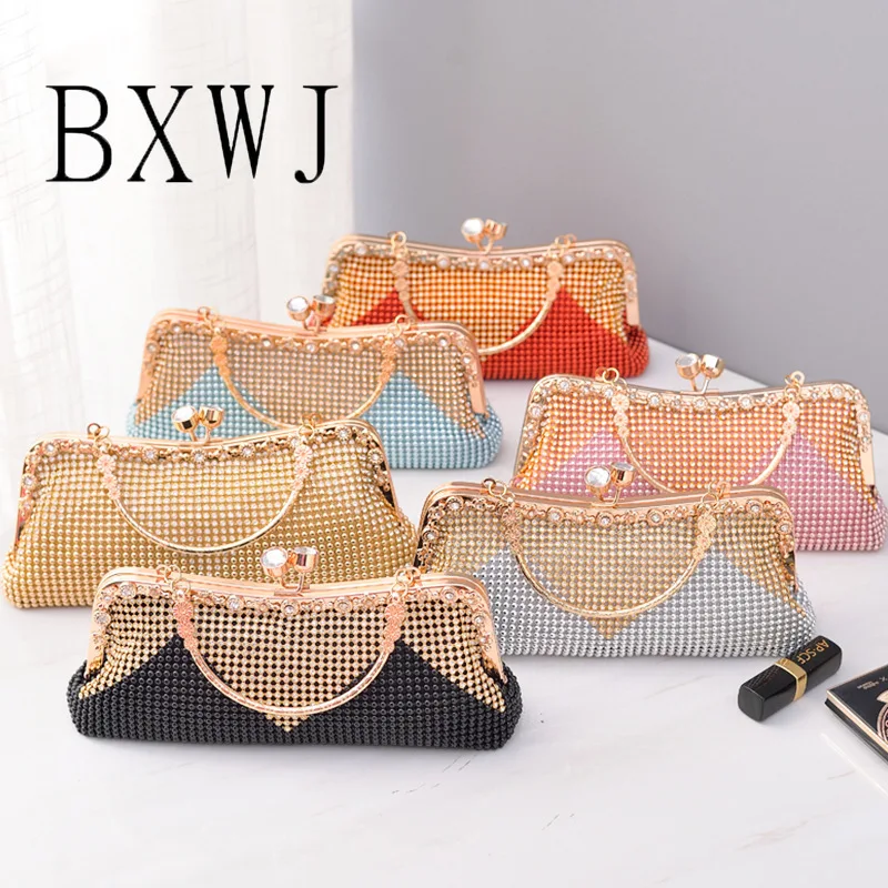 

Golden Diamond Inlay Evening Bags Women 2024 Luxury Handbags Sparkling Exquisite Banquet Clutch Purse Party Fashion Minaudiere