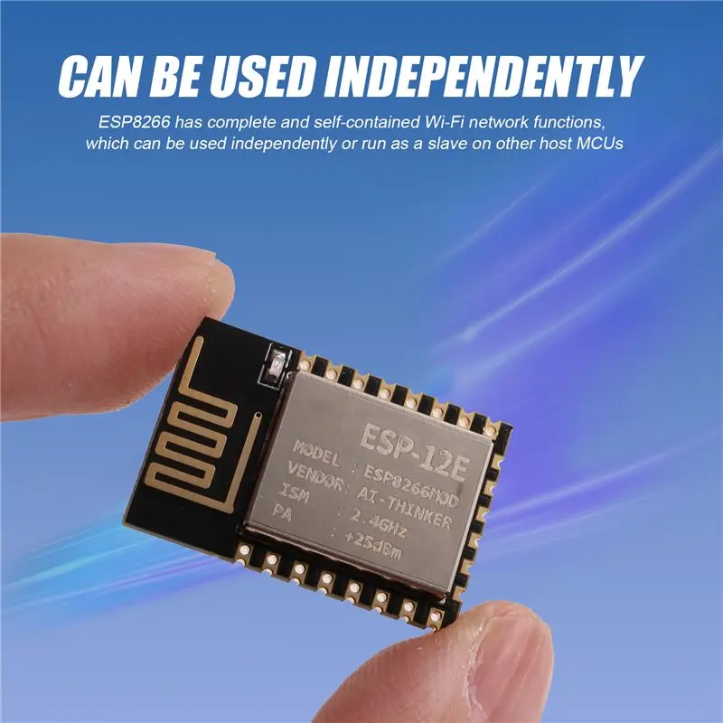 ESP-12E 2.4GHz Wi-Fi 모듈 UART GPIO ADC PWM SPI I2C 9 IO 온보드 PCB 안테나 3.0-3.6V 32Mbit 플래시 WPA2 2개입
