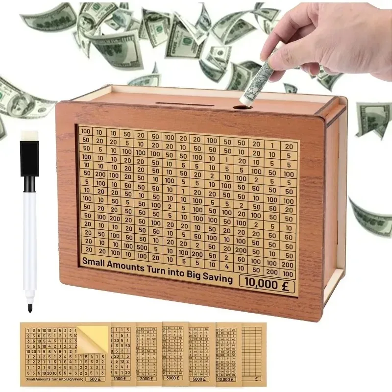 Deluxe Adult Wooden Money Saving Box with Digital Counter