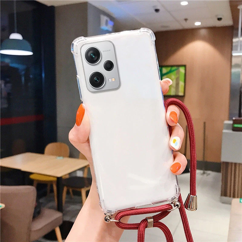 Clear Shockproof Crossbody Lanyard Case - Transparent Soft TPU Silicone Cover