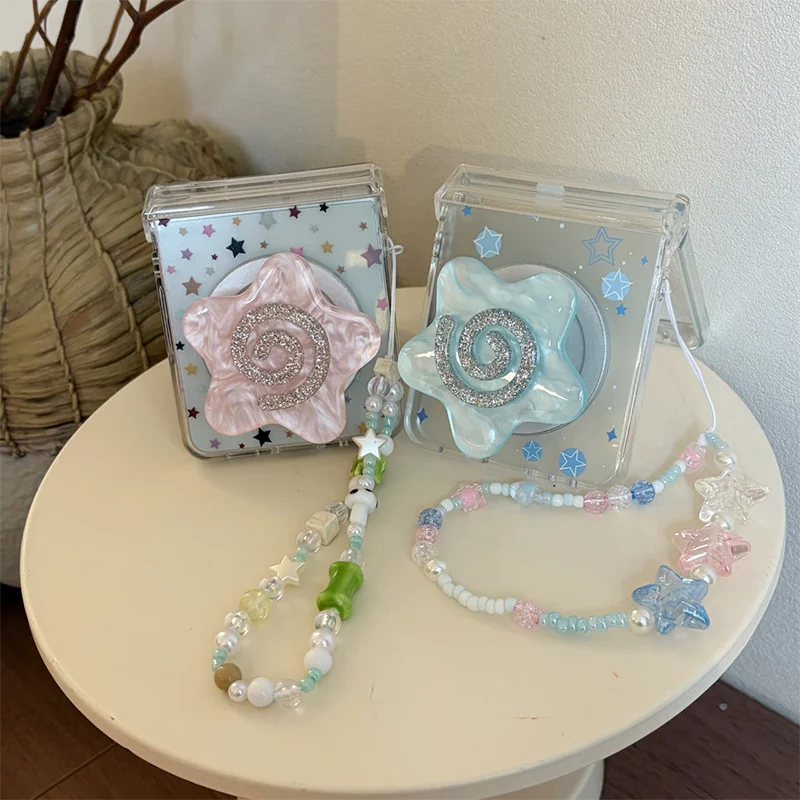 Korean Cute Star Magnetic Phone Case with Magsafe Stand and Hinge Holder