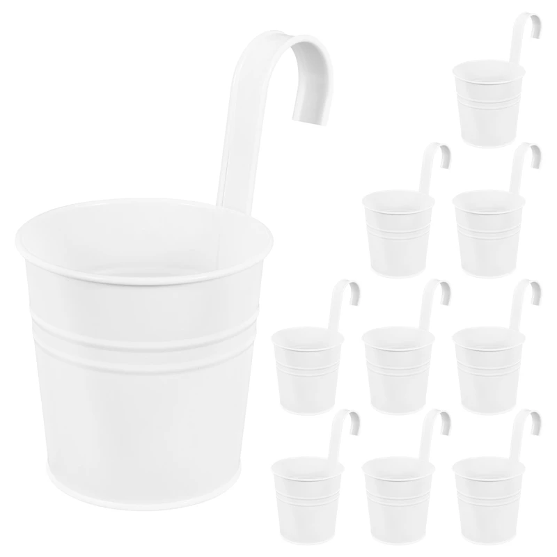 

New 10Pcs Hanging Flower Pots, Wall Planter Indoor/Outdoor For Railing Fence Balcony Garden Home Decoration With Detachable