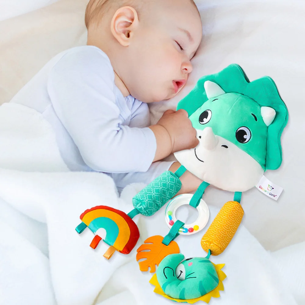 Baby Hanging Toys for 0 3 6 12 Months Rainbow Activity Plush Animal Stroller Toy for Baby Car Seat Crib Travel Sensory Baby Toy 6