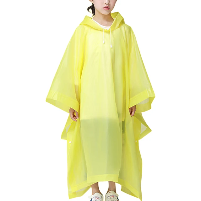 Impermeabile Per Bambini 2 Pezzi | Poncho In Eva Spesso E Riutilizzabile | Mantella Antipioggia Con Cappuccio (Rosa E Blu)