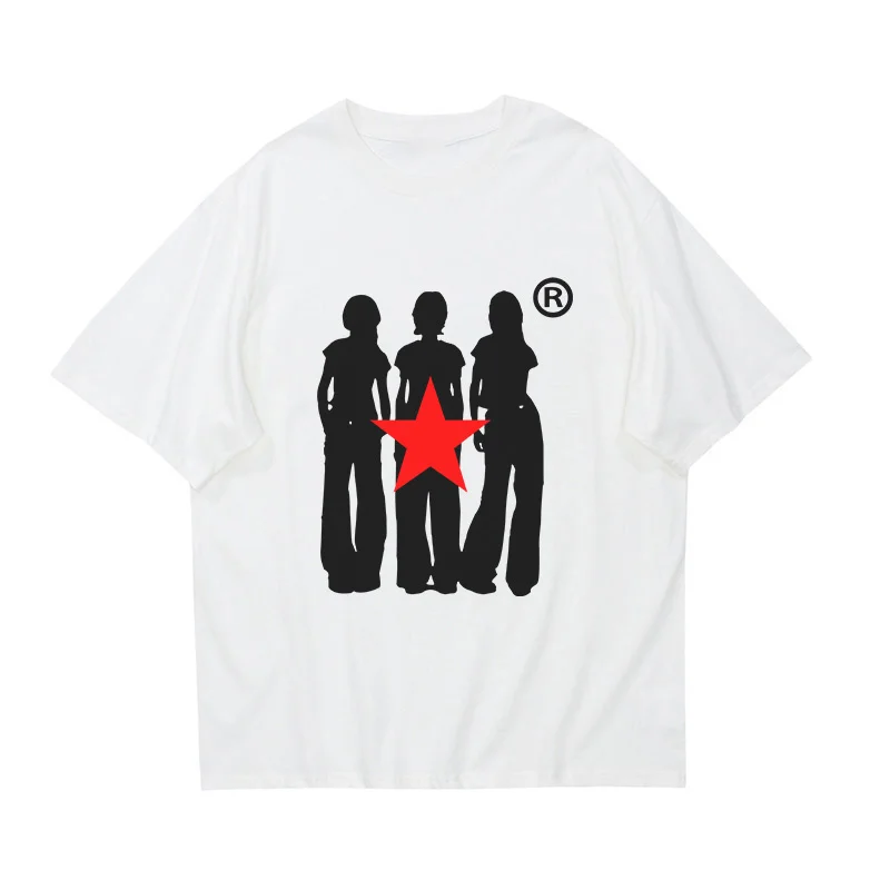 

Y2K 100%Cotton Unisex T-shirt Streetwear Aesthetics Graphic Print Casual Short Sleeve T-shirt Retro Hiphop Loose Punk Goth Tee