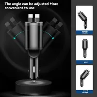 Fast Speed 66W Car Chargers With Triple Port Retractable Car Chargers with Intelligent Protections For Phones Tablets 5