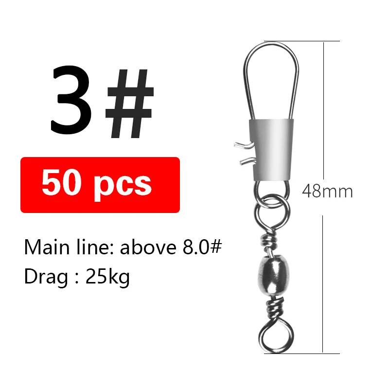 50pcsType B Connector Pin Metal Swivel with Snap Fishhook Lure