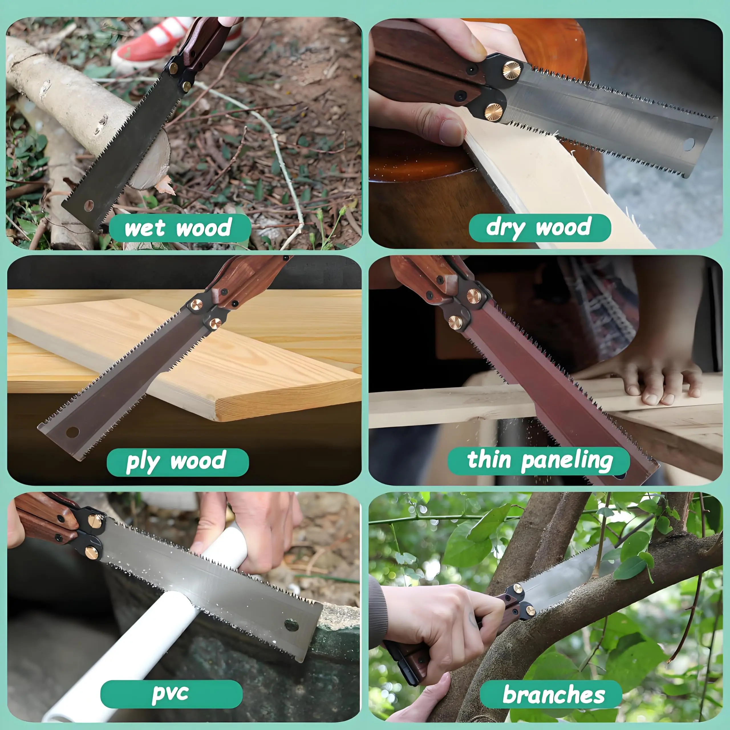 Folding Hand Saw, 5.5 Inch Small Handsaw 11/15TPI Double Edges Pull Saw SK5 Steel Wood Saw for Woodworking Camping