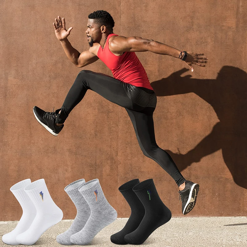 3 Pairs Athletic Cotton Crew Ankle Socks for Men Breathable Cushioned Moisture Wicking Soft Low-Cut Sport Workout Running Socks