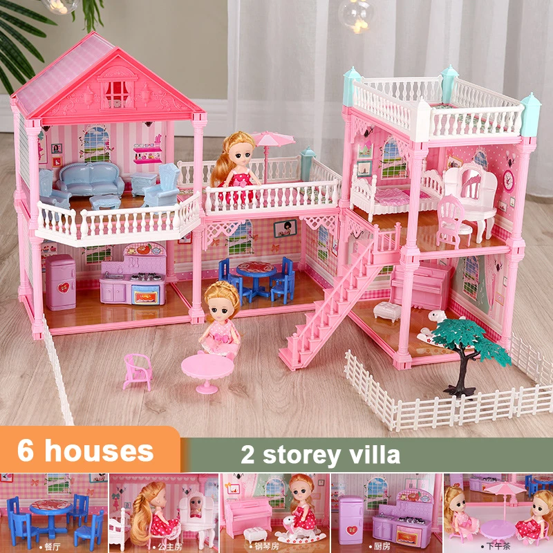 Princess Big Villa DIY Dollhouse Doll House Castle DIY Dollhouse Assembled  Set Pretend Play Toys Birthday Gifts - AliExpress