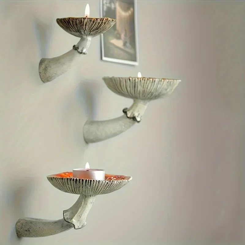 1pc Mushroom Storage Rack Resin Wall Hanging