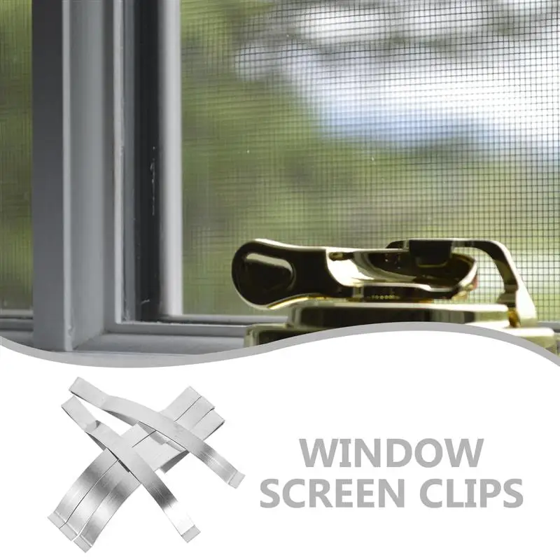 30pcs Window Screen Clips Tension Spring Corner Window Screen Holding Tension Spring Clips Stainless Steel for Windows
