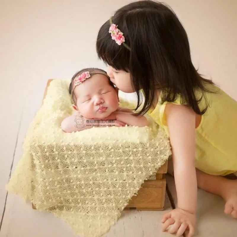 70*50cm Knit Bobble Wraps Mini Small Ball Vintage Style Newborn Photography Baby Wraps Swaddlings Padding Nubble