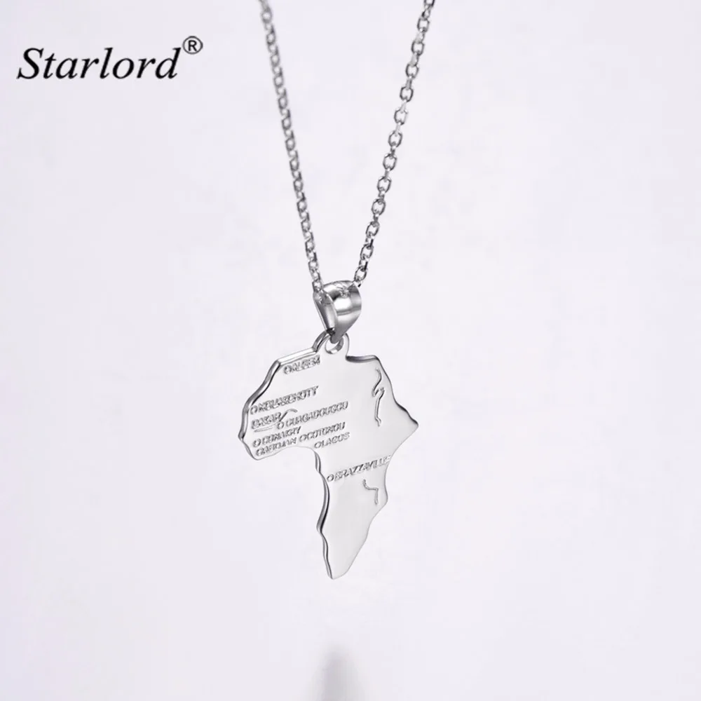 Africa Map Necklace 925 Sterling Silver 20"+2" Box Chain Dainty Africa