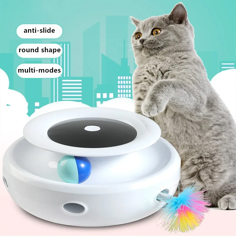 

Cat Toys 2 in 1 Smart Automatic Feather Fun Ball Toy Set for Cat Dog 5 Modes Electronic Interactive Pet Toy Cat Accessories