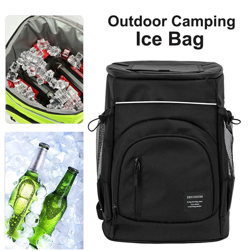 쿨러백 스테인레스 스틸으로 만든 휴대용 야외 캠핑 조리도구 세트, 군용 팬 포크와 스푼에서 수정 삽입 10 야외 캠핑 냉장고 가방, 대용량 아이스 맥주 음료 절연 쿨러, 배낭 음식 피크닉 가방, 30L, B458, 신제품