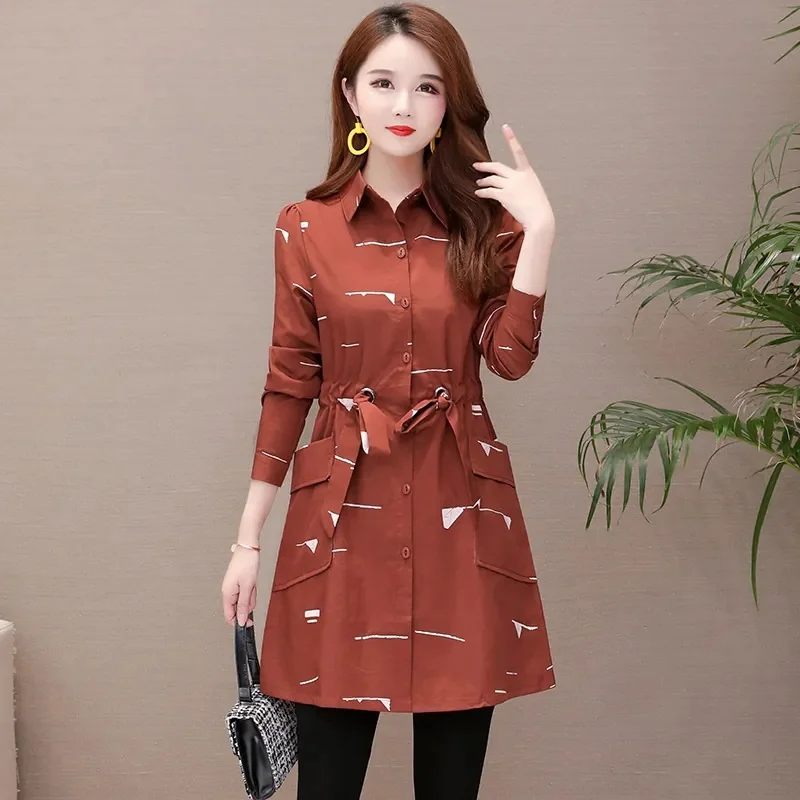 

2022 New Spring Autumn Korean Women Jacket Long Coat Fashion Windbreaker Female Casual Jackets Basic Coat Overcoat Outwear