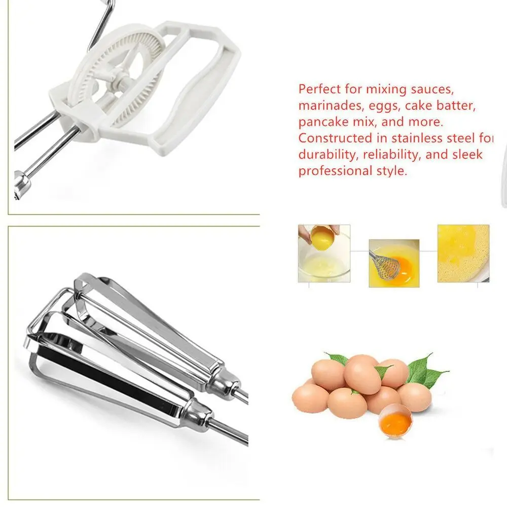 Rotary Manual Hand Whisk Egg Beater Stainless Steel Mixer Blender Kitchen Tools Home Whipper