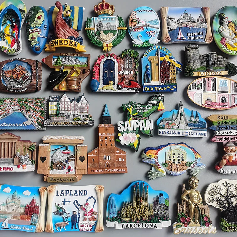 World Tourist Fridge Magnets Windsor GRAN CANARIA Barcelona Greece Iceland Finland Poland Germany Sweden Resin Magnetic Stickers magnetic fridge magnets magnetic sticker magnetic fridge stickers refrigerator decor