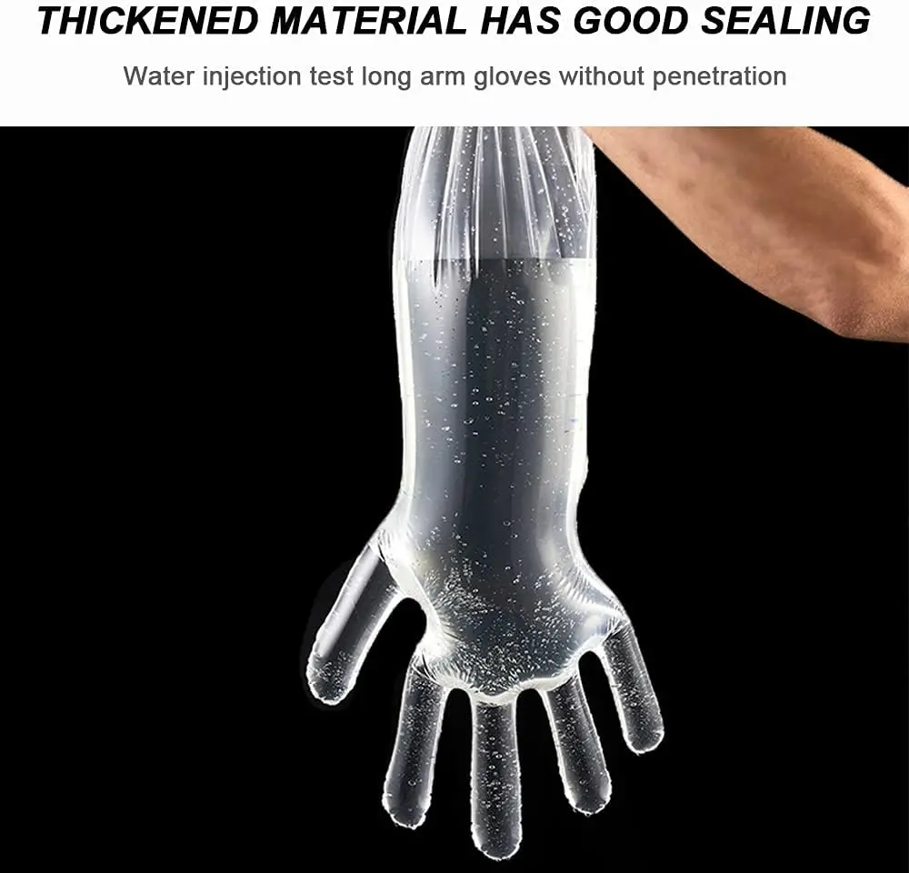 85cm Long Disposable Gloves Veterinary Insemination Rectal Gloves Field Dressing Gutting Deer Gardening Painting 50pcs