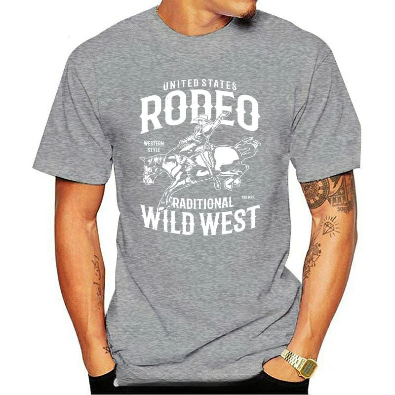 Футболка мужская с круглым вырезом, хлопок, родео, Дикий Запад, радиочастотный Дикий Запад, черный, размеры S-5XL, летняя одежда