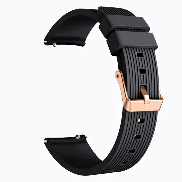 Rose Gold Silicone Watch Strap with Premium Buckle, 20mm