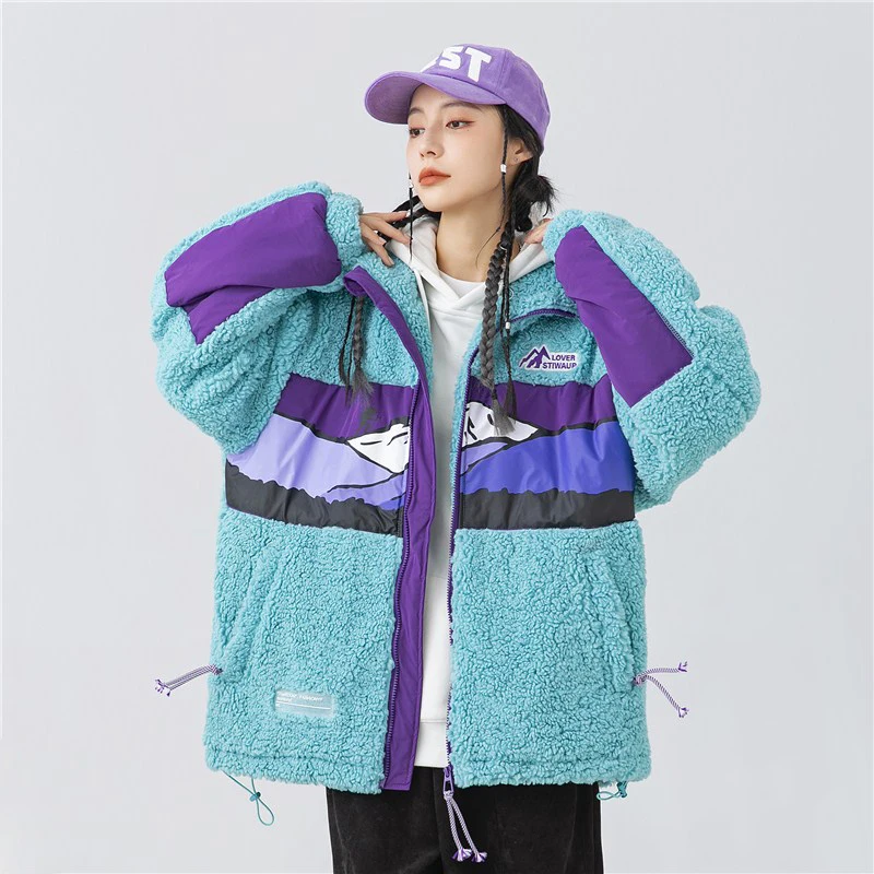 Men's Heating Plush Cold Jacket Y2k 2023 Winter Lamb Fleece Parkas Coat for Women Stand Collar Thick Short Padded Couple Jacket 2