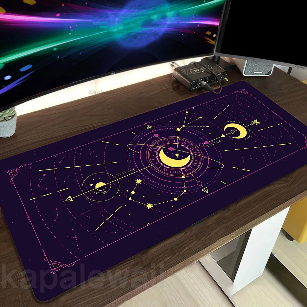 Grande Magic Star Moon Mouse Pad Computer Gamer Mousepad XXL tappetino da scrivania in gomma tappetino per Mouse con bordo di bloccaggio tappetino per tastiera con velocità di gioco