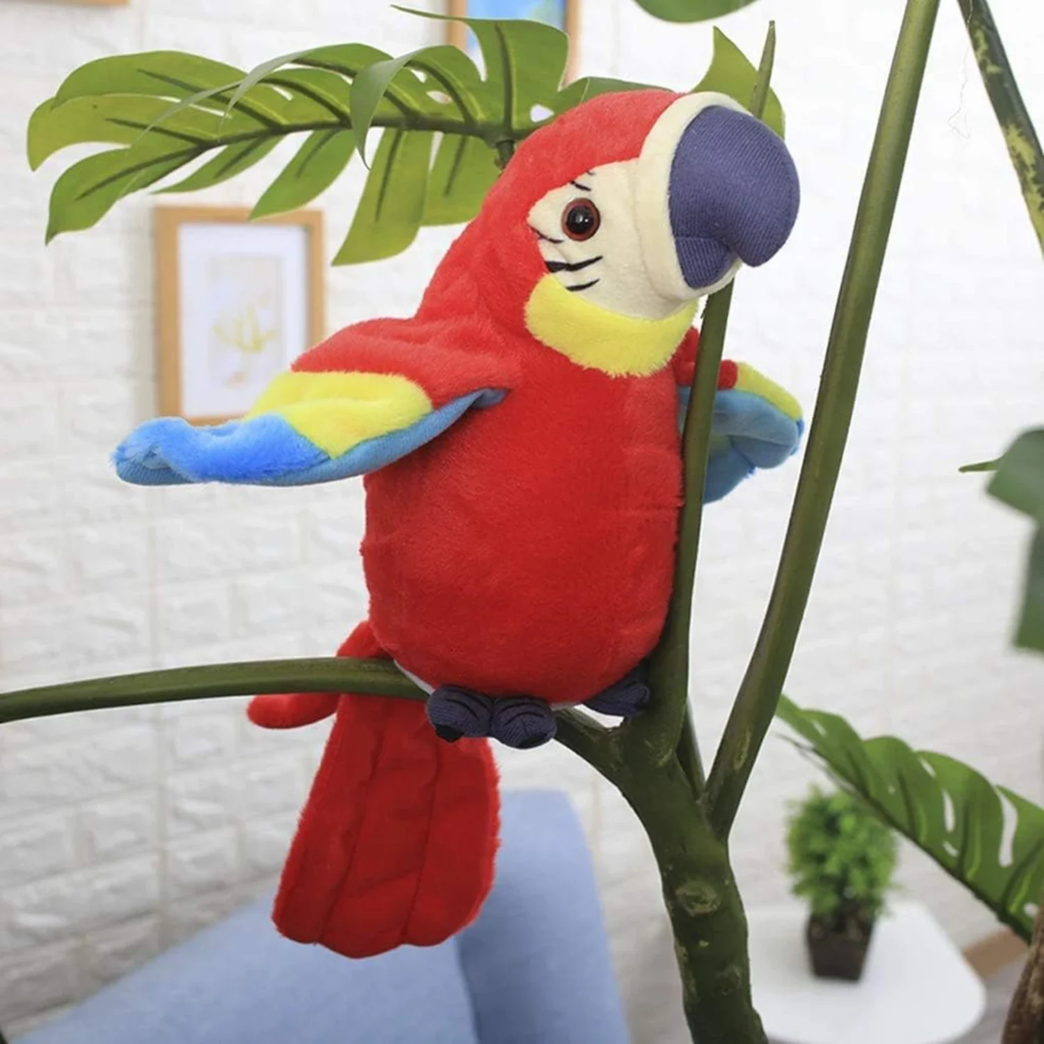Parrot Toy Bird Toy Talking Parrot Toy Repeat What You Say Interactive Stuffed Animal Plush Toy for Kids Record Parrot Waving Wings Funny Bird