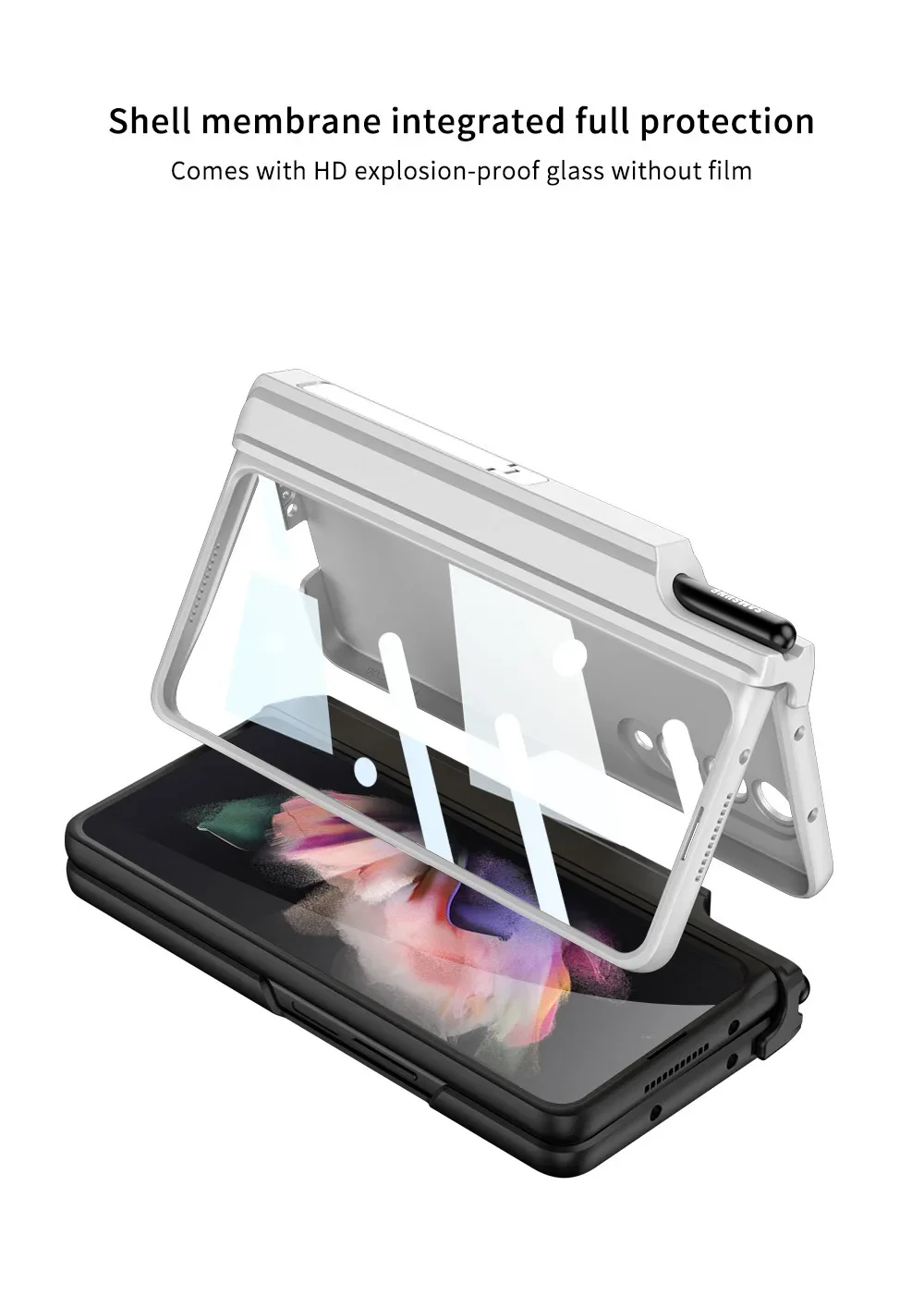 Case for Samsung Galaxy Z Fold5 Fold 4 Fold3 with Pencil Magnetic Wireless Charger Shell Membrane All-Inclusive Protective Cover | Gaffar India