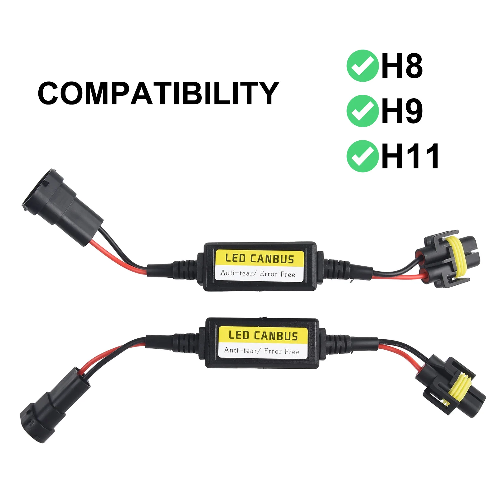 LED H11 Headlight Canbus Error Free Anti Flicker Resistor Canceller Decoder 2pcs LED Decoder Accessories