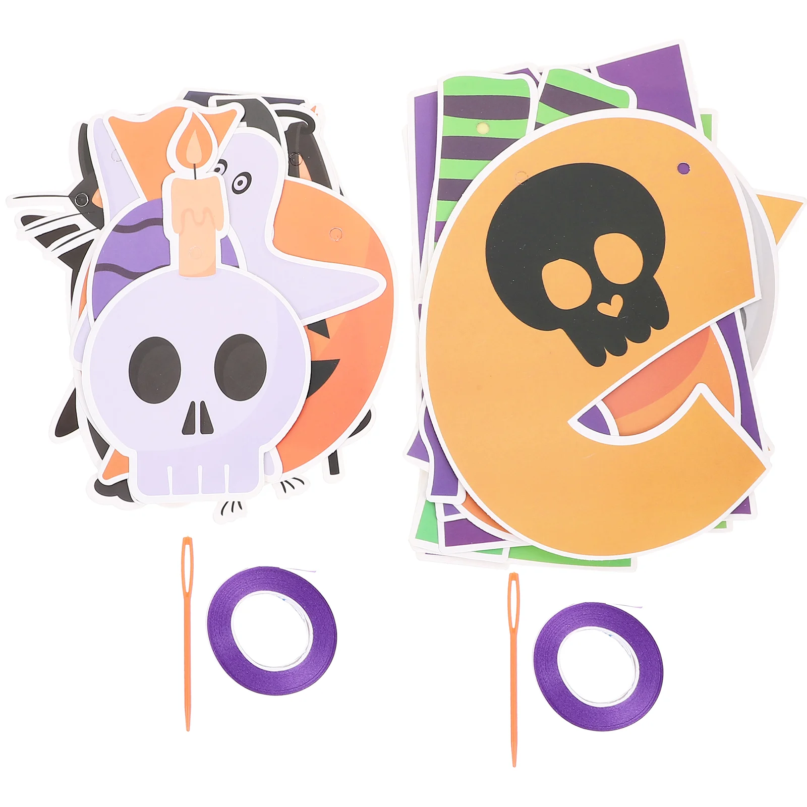 

2pcs Halloween Hanging Banner Halloween Theme Bunting Flag Paper Banners Hanging Banner
