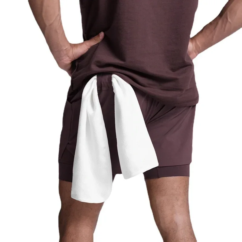 Men's Sporty Casual Basketball Shorts Double Layer Quick Dry Sweat Wicking Marathon Fitness Running Long Pants Skateboarding