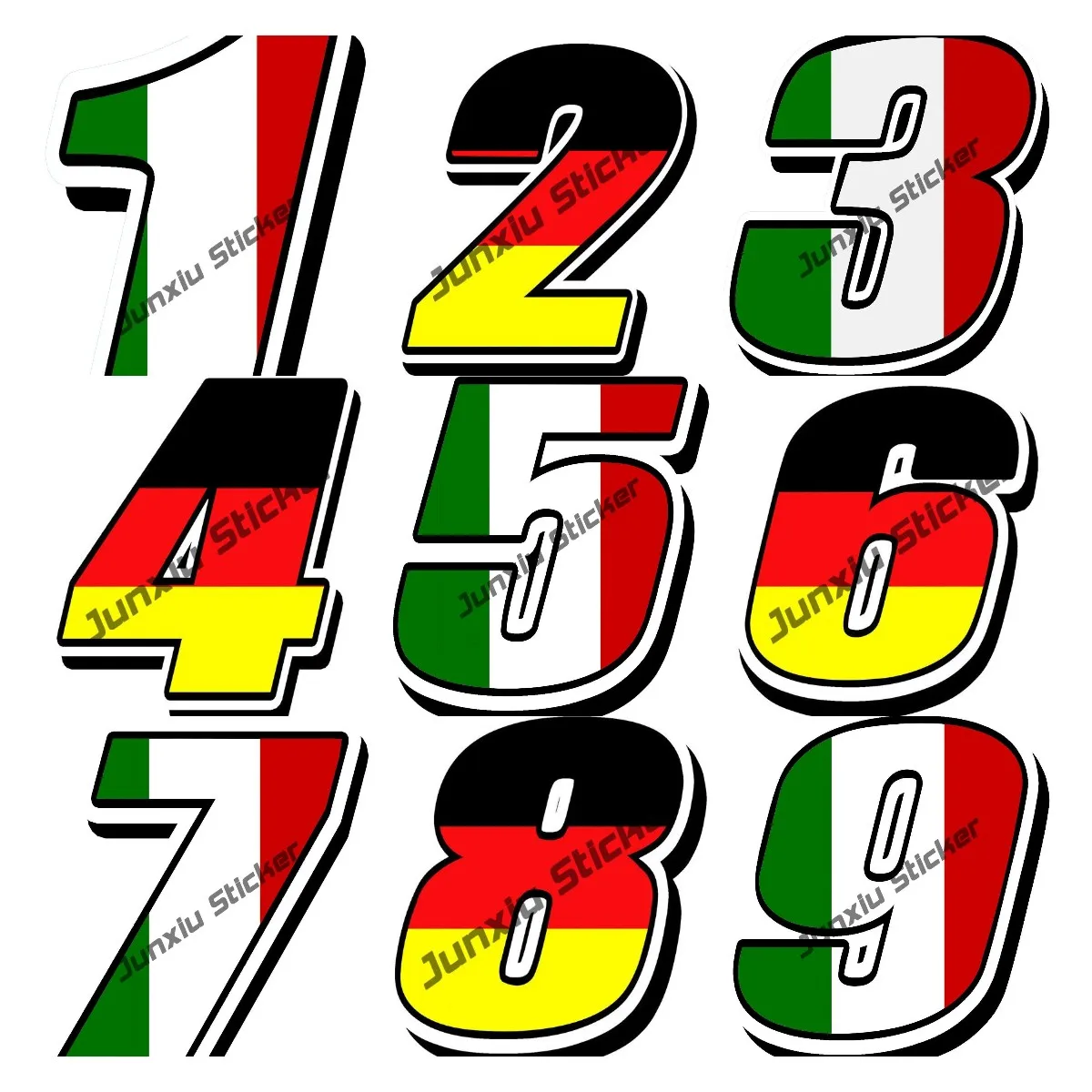 

Цифровой автомобильный наклейка с итальянским флагом, немецкий флаг, цифровая наклейка для автомобилей, мотокросса, автомобиля, велосипеда, водонепроницаемые наклейки, мультяшная клейкая наклейка