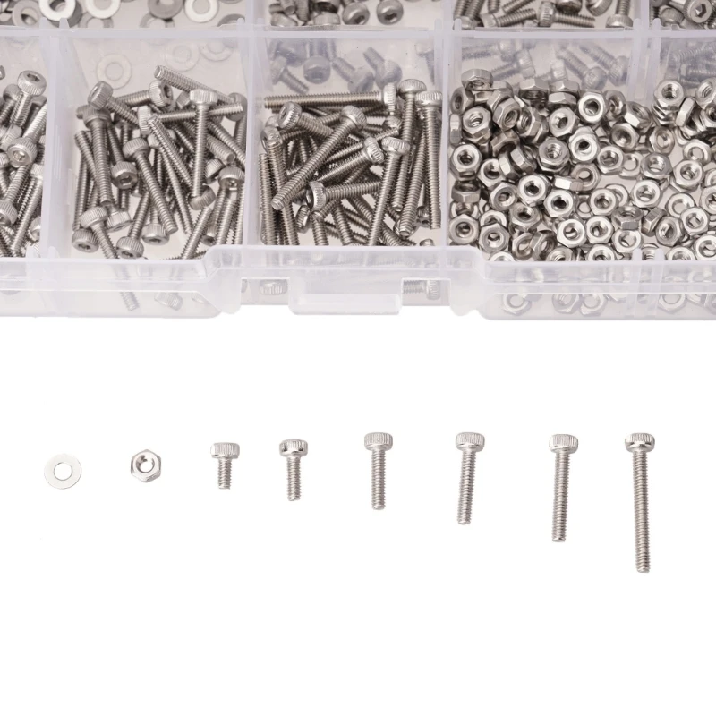 Description Picture 5 of item660pcs 2mm Screws Nut & Washers Assortment with Storage Essential Steel Screw & Washer Set for DIY Hardware Projects