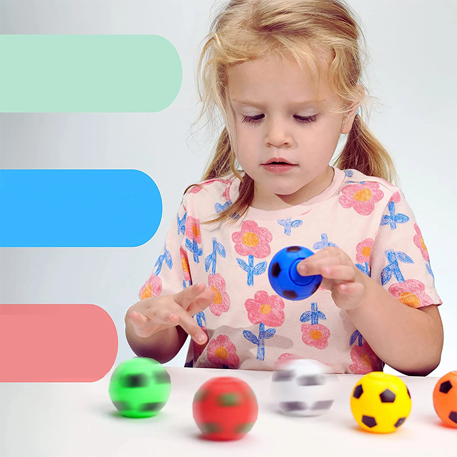 Mini Soccer Ball Fidget Spinner Toy Set - Party Favors & Stress Relief