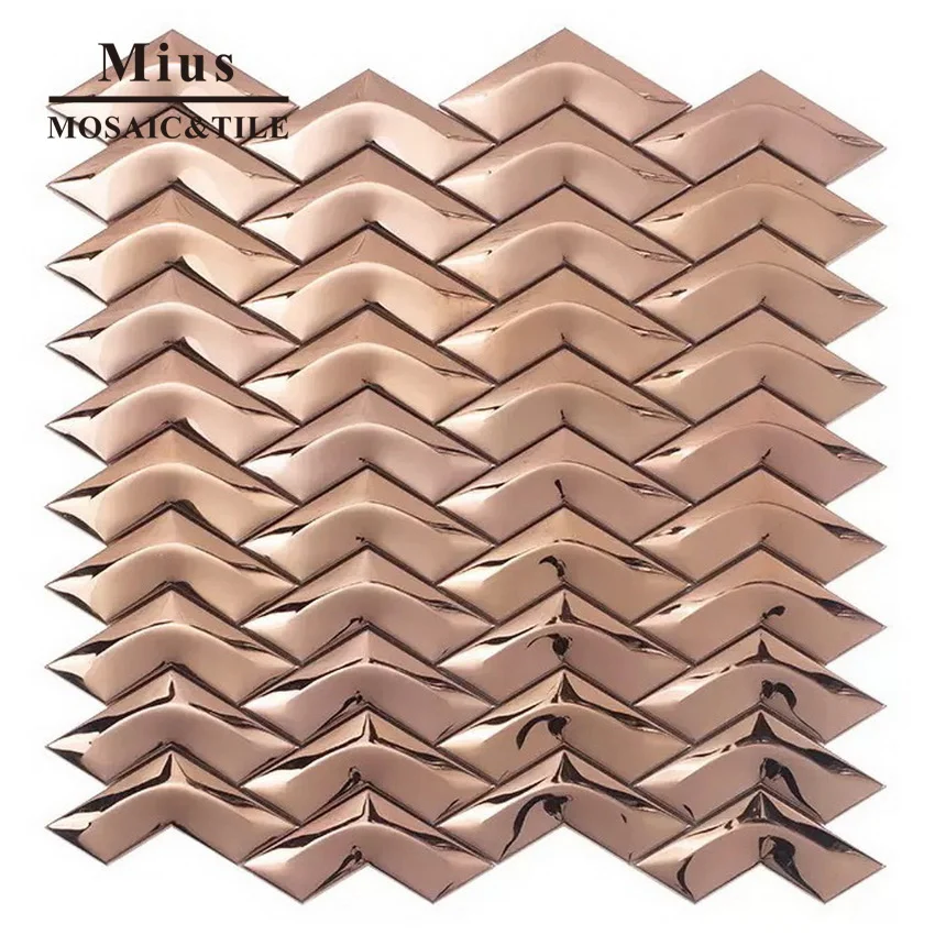 Latest design rose gold 3D stainless steel metal arrow shaped  mosaic tile home improvment