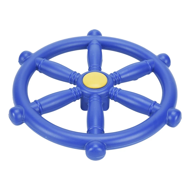 

NEW-Kids Playground Steering Wheel, Swingset Steering Wheel Attachment, Pirate Ship Wheel For Jungle Gym Or Swing Set Blue