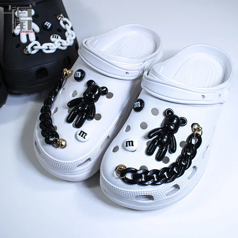 Bundle Quality Charms for Crocs DIY Black White All-match Sandals