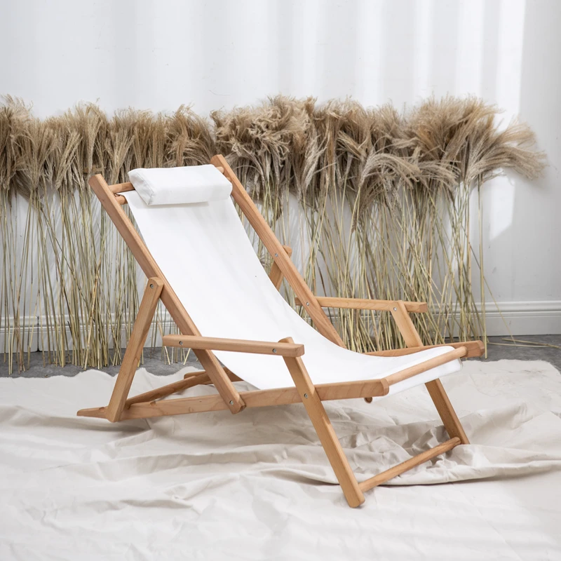 

Camping Folding Beach Chair Wooden Terrace Modern Floor Beach Chair Fashion Minimalist Park Cadeira De Praia Garden Furnitures