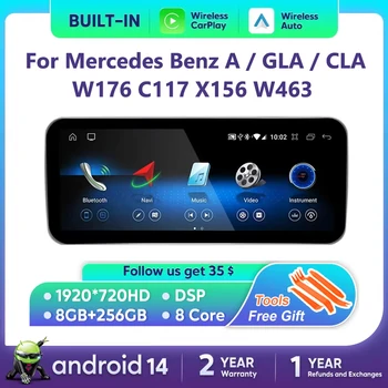 Reproductor Multimedia Android 14 para Mercedes Benz W176 C117 X156 W463 2012-2018 GPS pantalla táctil Navi vídeo estéreo WIFI Carplay 1
