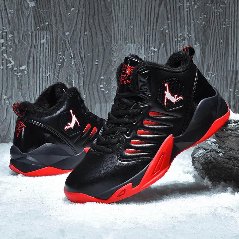 Keep Warm Fur Basketball Shoes Men Women Sneakers High Top Lace Up Ankle Sport Shoes Basket Homme Winter Plush Casual Sneakers