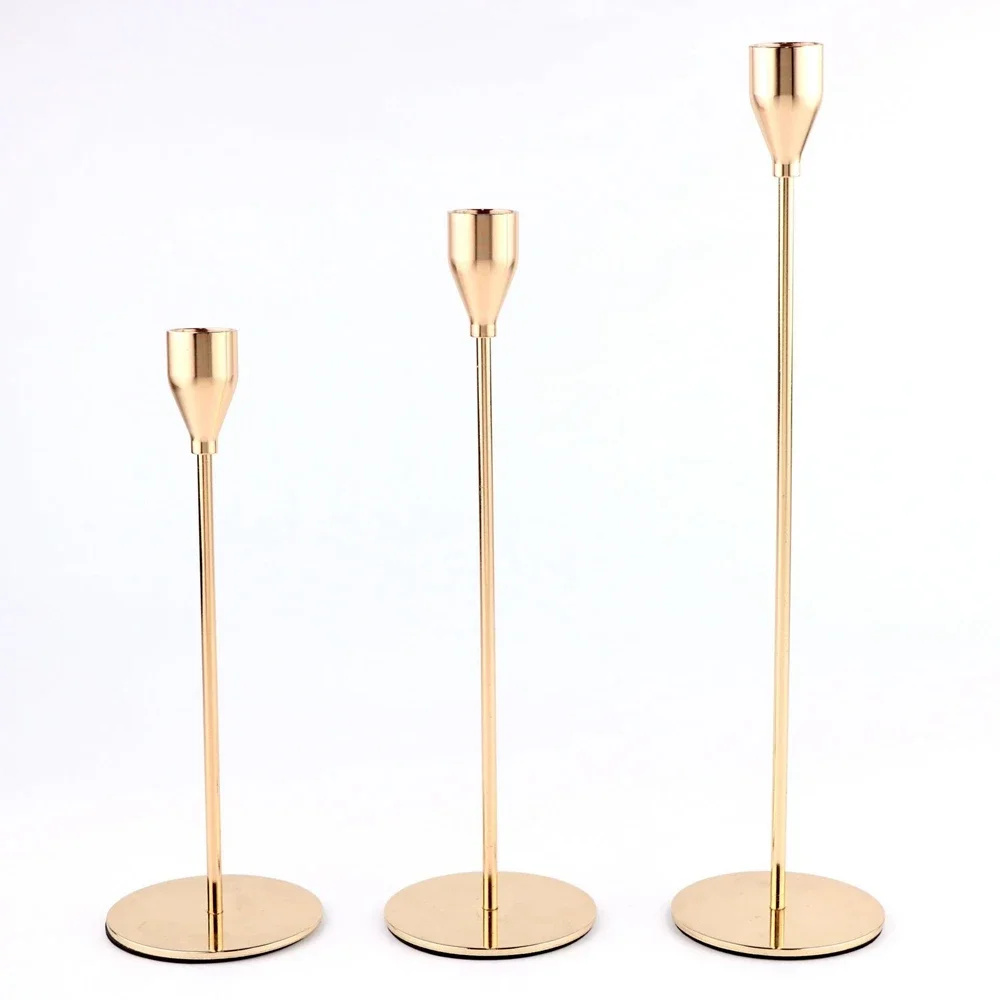 Chinese Style Metal Candle Holders Simple Golden Wedding Decoration Bar Party Living Room Home Decor Candlestick 3Pcs/Set candle holders