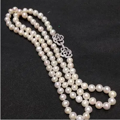 

NEW Hot sell 8-9mm 75cm white natural freshwater pearl necklace long sweater chain fashion jewelry