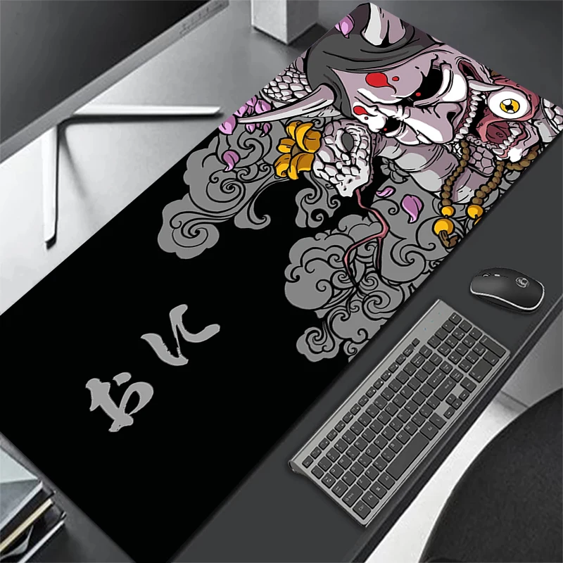 Большой коврик для игровой мыши Oni, японский черный Настольный коврик ...